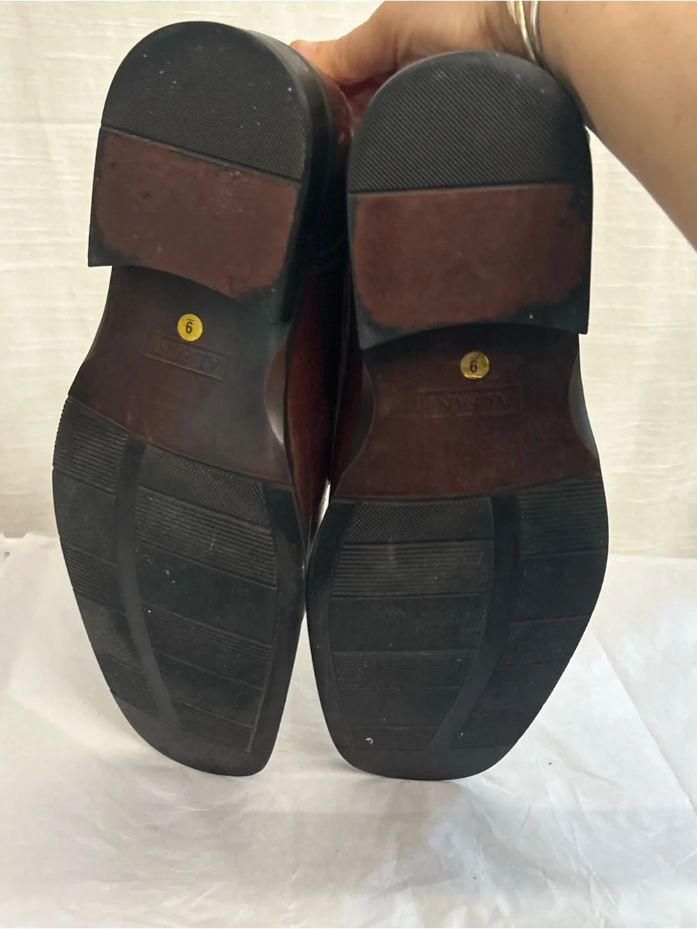 Alfani Like New Men's Brown Leather Square Toe‎ Lace-Up Dress Shoes